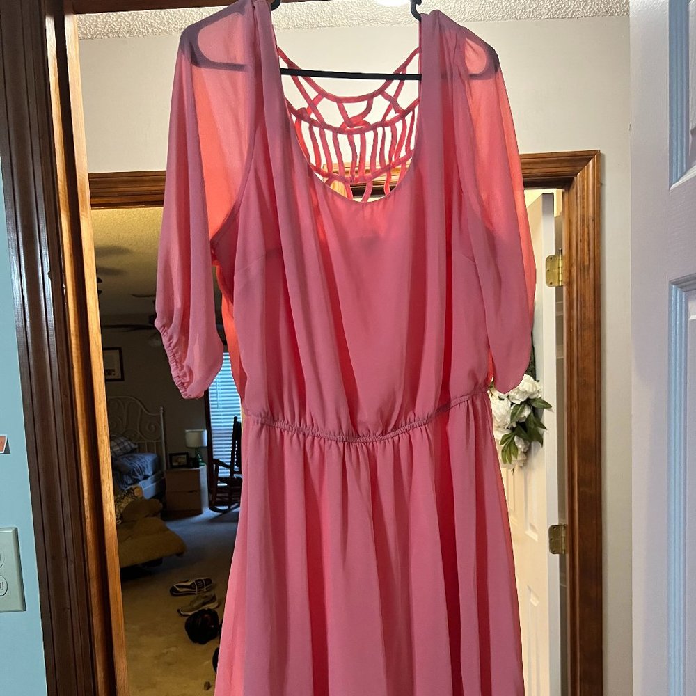 Coral Dress with Strappy Back